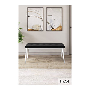 Ram Serisi, 80x132 Açılabilir Beyaz Masa, Mutfak Masası Takımı, 4 Sandalye Ve 1 Bench