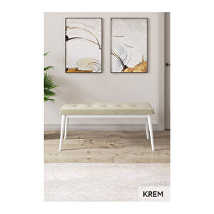 Ram Serisi, 80x132 Açılabilir Beyaz Masa, Mutfak Masası Takımı, 4 Sandalye Ve 1 Bench