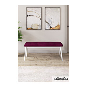 Ram Serisi, 80x132 Açılabilir Beyaz Masa, Mutfak Masası Takımı, 4 Sandalye Ve 1 Bench