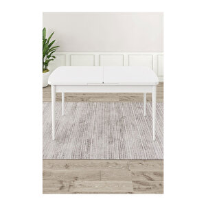 Ram Serisi, 80x132 Açılabilir Beyaz Masa, Mutfak Masası Takımı, 4 Sandalye Ve 1 Bench Cappucino