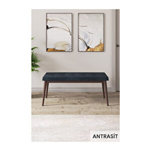 Ram Serisi, 80x132 Açılabilir Beyaz Masa Kahve Ayak Mutfak Masası Takımı, 4 Sandalye Ve 1 Bench