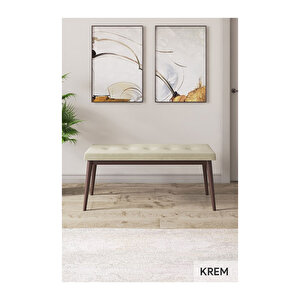 Ram Serisi, 80x132 Açılabilir Beyaz Masa Kahve Ayak Mutfak Masası Takımı, 4 Sandalye Ve 1 Bench