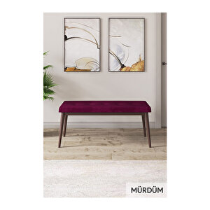 Ram Serisi, 80x132 Açılabilir Beyaz Masa Kahve Ayak Mutfak Masası Takımı, 4 Sandalye Ve 1 Bench