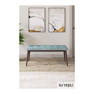 Ram Serisi, 80x132 Açılabilir Beyaz Masa Kahve Ayak Mutfak Masası Takımı, 4 Sandalye Ve 1 Bench