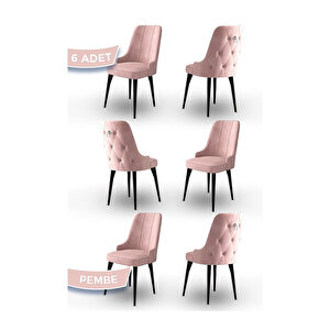 Enoa Serisi, Siyah Gürgen Ayaklı 1.sınıf Babyface Kumaş 6 Adet Sandalye, Gümüş Halkalı