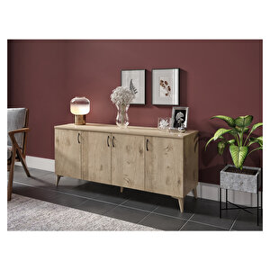 4 Kapakli Çok Amaçli Meşe Mdf Konsol