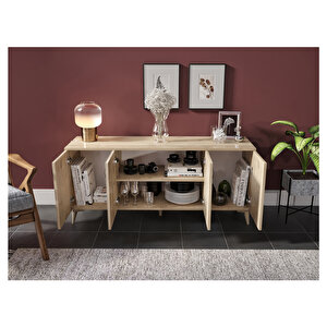 4 Kapakli Çok Amaçli Meşe Mdf Konsol