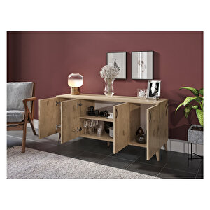 4 Kapakli Çok Amaçli Meşe Mdf Konsol