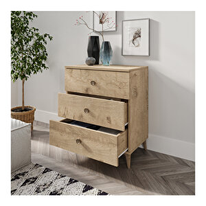 Gardenya 3 Çekmeceli Meşe Şifonyer