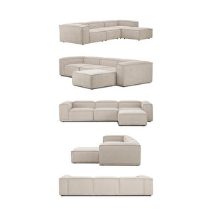 Mode Soft 4 Modül Köşe Takımı Bej Keten 05 Kumaş (dairenize Teslim)