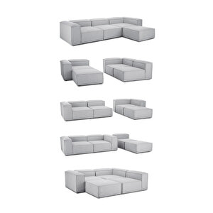 Mode Soft 4 Modül Köşe Takımı Gri Keten 19 Kumaş (dairenize Teslim)