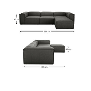 Mode Soft 4 Modül Köşe Takımı 27 Koyu Antrasit Keten Kumaş İşbir Sünger(Dairenize Teslim)