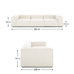 Mode Soft 3 Modül Kanepe Bej Keten 05 Kumaş(dairenize Teslim)