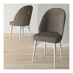 Marsilya Beyaz 80x132 Mdf Açılabilir Mutfak Masası Takımı 6 Adet Sandalye Cappucino