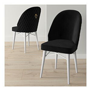 Marsilya Beyaz 80x132 Mdf Açılabilir Mutfak Masası Takımı 6 Adet Sandalye Siyah