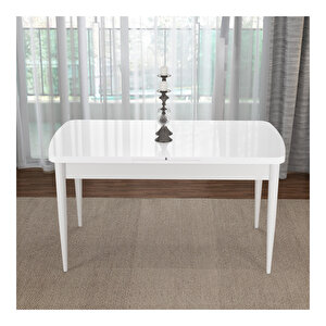 Marsilya Beyaz 80x132 Mdf Açılabilir Mutfak Masası Takımı 6 Adet Sandalye