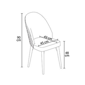Alesia 2 Adet 1. Kalite Beyaz Gürgen Ayaklı Sandalye Lacivert