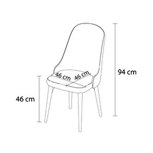 Tina 4 Adet 1. Kalite Beyaz Gürgen Ayaklı Sandalye Lacivert