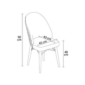 Valens 6 Adet 1. Kalite Ceviz Gürgen Ayaklı Sandalye Lacivert