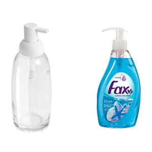 Beyaz Cam Sıvı Sabunluk Ve 400 Ml Sıvı Sabun Okyanus Kokulu