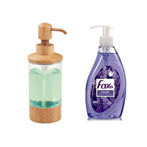 Bambu Akrilik Sıvı Sabunluk Ve 400 Ml Sıvı Sabun Lavanta Kokulu