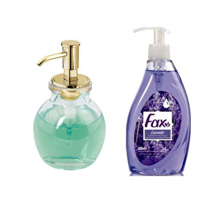 Oval Cam Sıvı Sabunluk Ve 400 Ml Sıvı Sabun Lavanta Kokulu