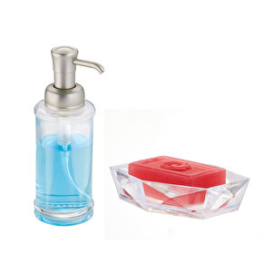 Cam Sıvı Sabunluk Ve Sabunluk 2'li Banyo Seti