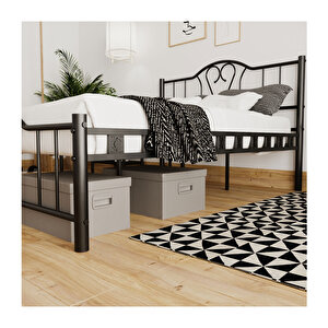 Argimo Orkide Çift Kişilik Ferforje Siyah Metal Karyola 180x200