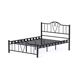 Argimo Orkide Çift Kişilik Ferforje Siyah Metal Karyola 150x200