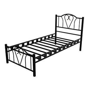 Argimo Orkide Tek Kişilik Ferforje Siyah Metal Karyola 120x200