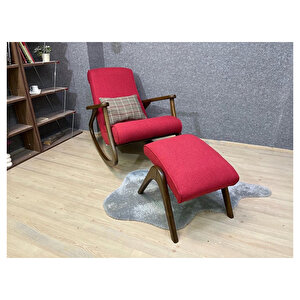 Ekol Ceviz Kırmızı Sallanan Sandalye Modern Dinlenme Emzirme Baba Tv Okuma Koltuğu Berjer Kırmızı