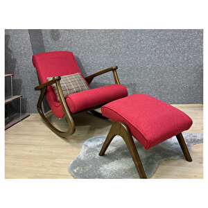 Ekol Ceviz Kırmızı Sallanan Sandalye Modern Dinlenme Emzirme Baba Tv Okuma Koltuğu Berjer Kırmızı