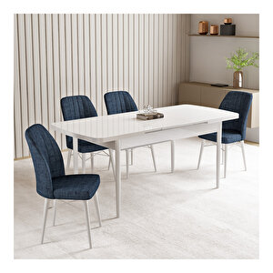 Vien Beyaz 80x132 Mdf Açılabilir Mutfak Masası Takımı 4 Adet Sandalye Antrasit