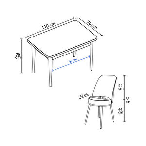 Life Beyaz 70x110 Sabit Mdf  Mutfak Masası Takımı 2 Adet Sandalye