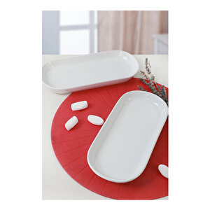 Beyaz Noyan Kayık Tabak 28 Cm 2 Adet