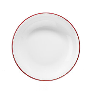 Porselen Kırmızı Fileli Yemek Takımı 6 Kişilik 18 Parça