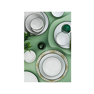 Porselen Yeşil Fileli Yemek Takımı 6 Kişilik 18 Parça