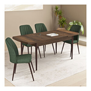 Floryn Barok Desen 80x132 Mdf Açılabilir Mutfak Masası Takımı 4 Adet Sandalye