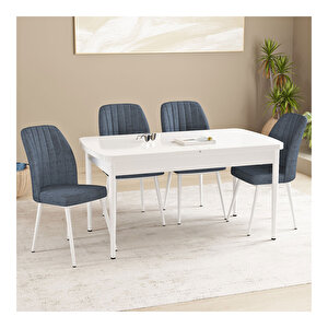 Floryn Beyaz 80x132 Mdf Açılabilir Mutfak Masası Takımı 4 Adet Sandalye Antrasit