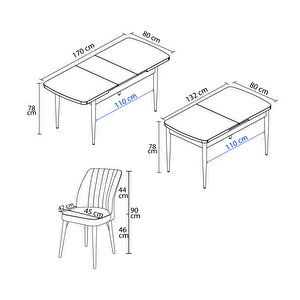 Laris Barok Desen 80x132 Mdf Açılabilir Mutfak Masası Takımı 4 Adet Sandalye