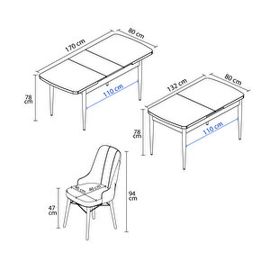 Loft Beyaz 80x132 Mdf Açılabilir Mutfak Masası Takımı 4 Adet Sandalye