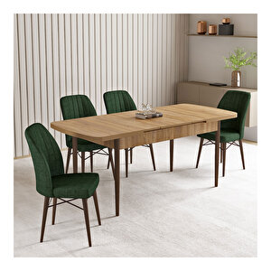 Vien Meşe Desen 80x132 Mdf Açılabilir Mutfak Masası Takımı 4 Adet Sandalye