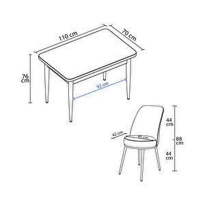 Life Beyaz Mermer Desen 70x110 Sabit Mdf  Mutfak Masası Takımı 4 Adet Sandalye