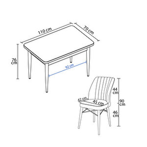 Pista Beyaz Mermer Desen 70x110 Sabit Mdf  Mutfak Masası Takımı 4 Adet Sandalye