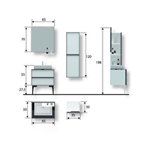 Hanımeli 65 Banyo Dolabı Boy Dolaplı