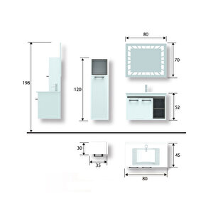 Krizantem 80 Banyo Dolabı Boy Dolaplı