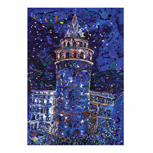 Galata Tower Blue Tablo 50x70 cm