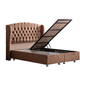 Sultan Tek Kişilik Baza Başlık Seti Açık Kahve 120x200 cm