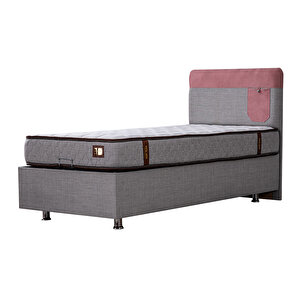 Flora Tek Kişilik Baza Başlık Ortho Soft Yatak Seti Pembe 100x200 cm