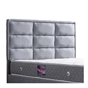 Grande Tek Kişilik Baza Başlık Deluxe Full Ortopedik Yatak Seti Gri